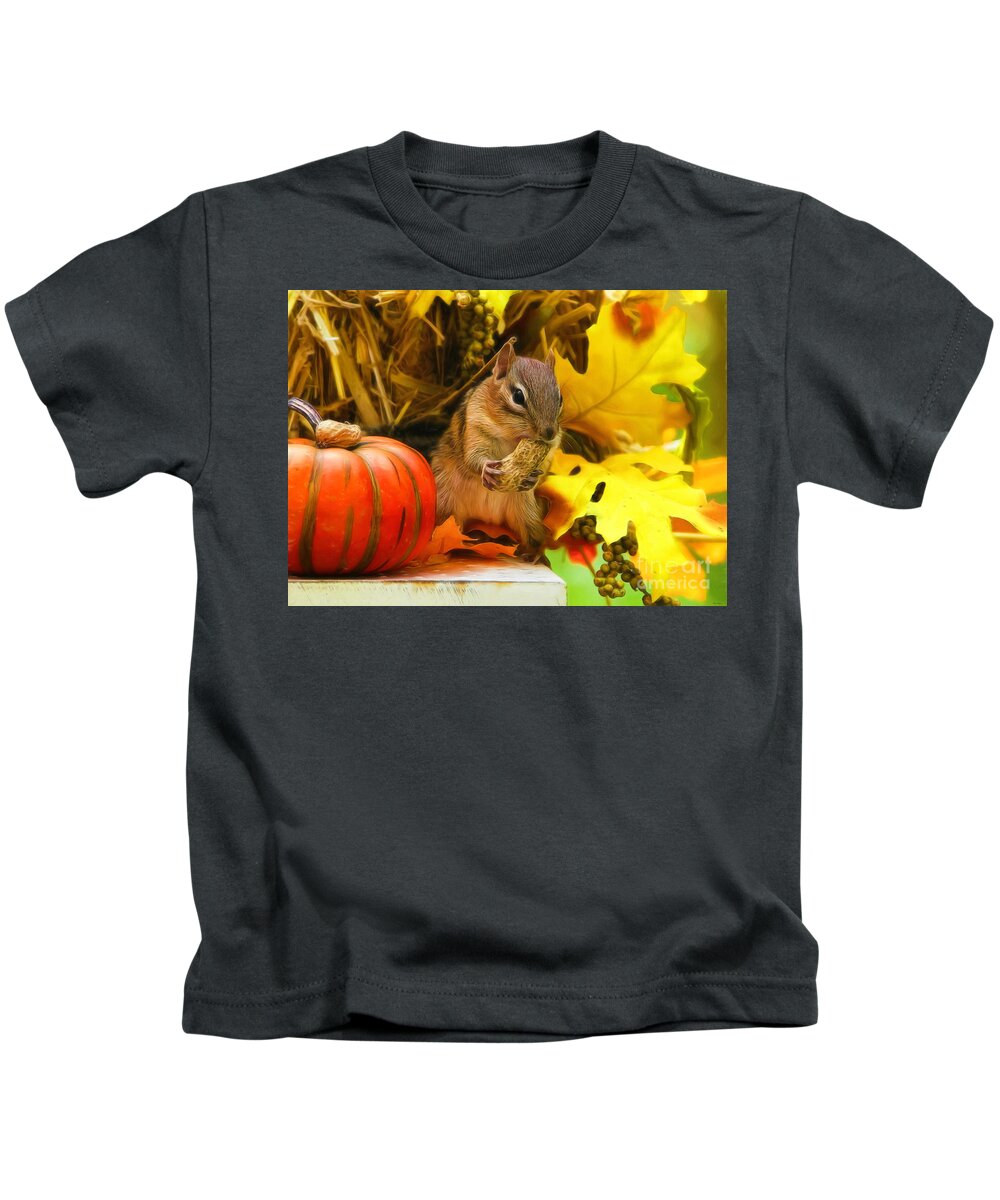 Chipmunk Kids T-Shirt featuring the photograph Happy Harvest by Tina LeCour