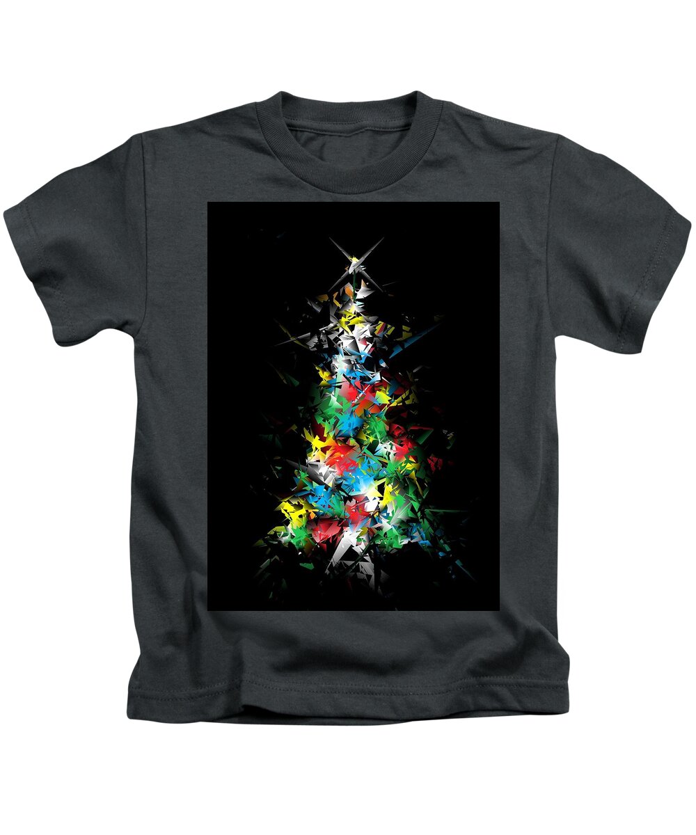 Christmas Card Kids T-Shirt featuring the digital art Happy Holidays - Abstract Tree - vertical by Ludwig Keck