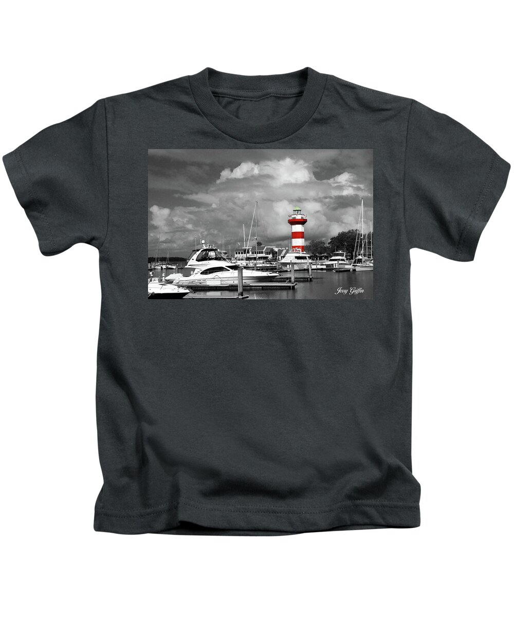 Lighthouse Kids T-Shirt featuring the photograph Harbourtown Clouds by Jerry Griffin