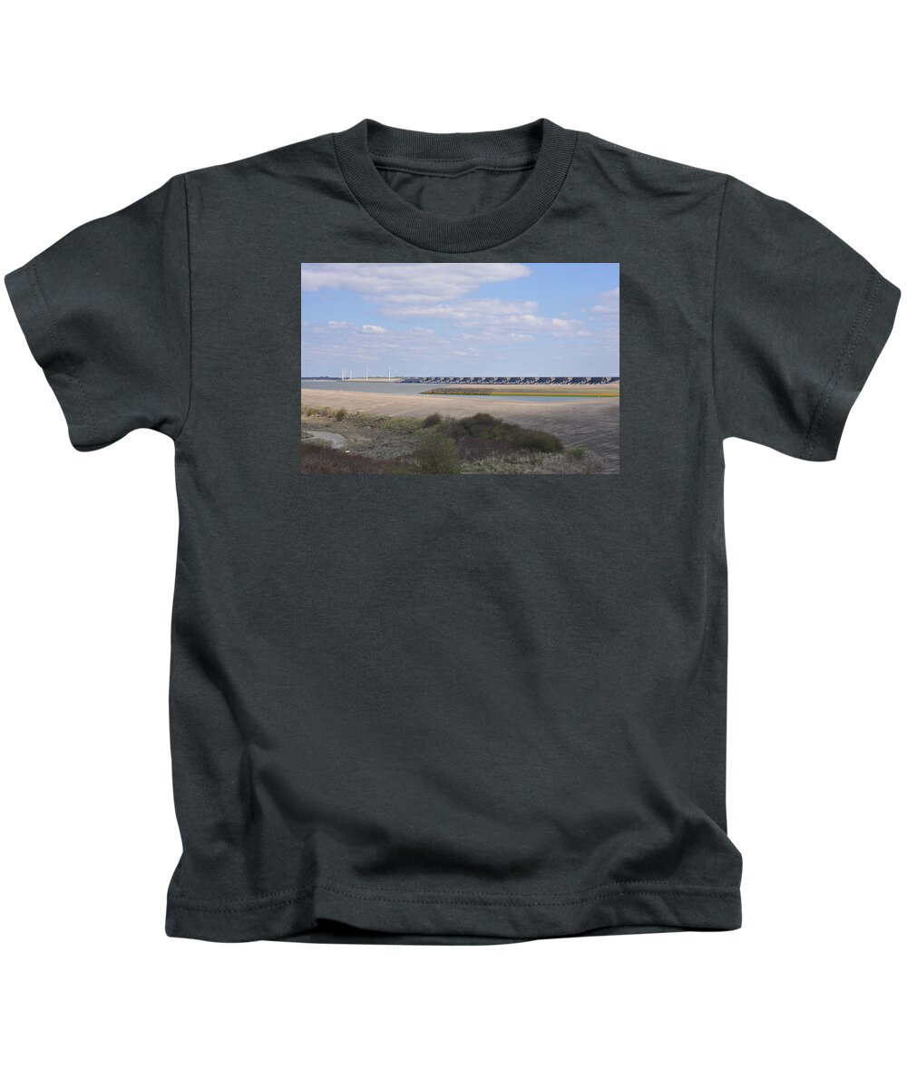 Photo Of Deltaworks Kids T-Shirt featuring the photograph Haringvliet dam by Eduard Meinema