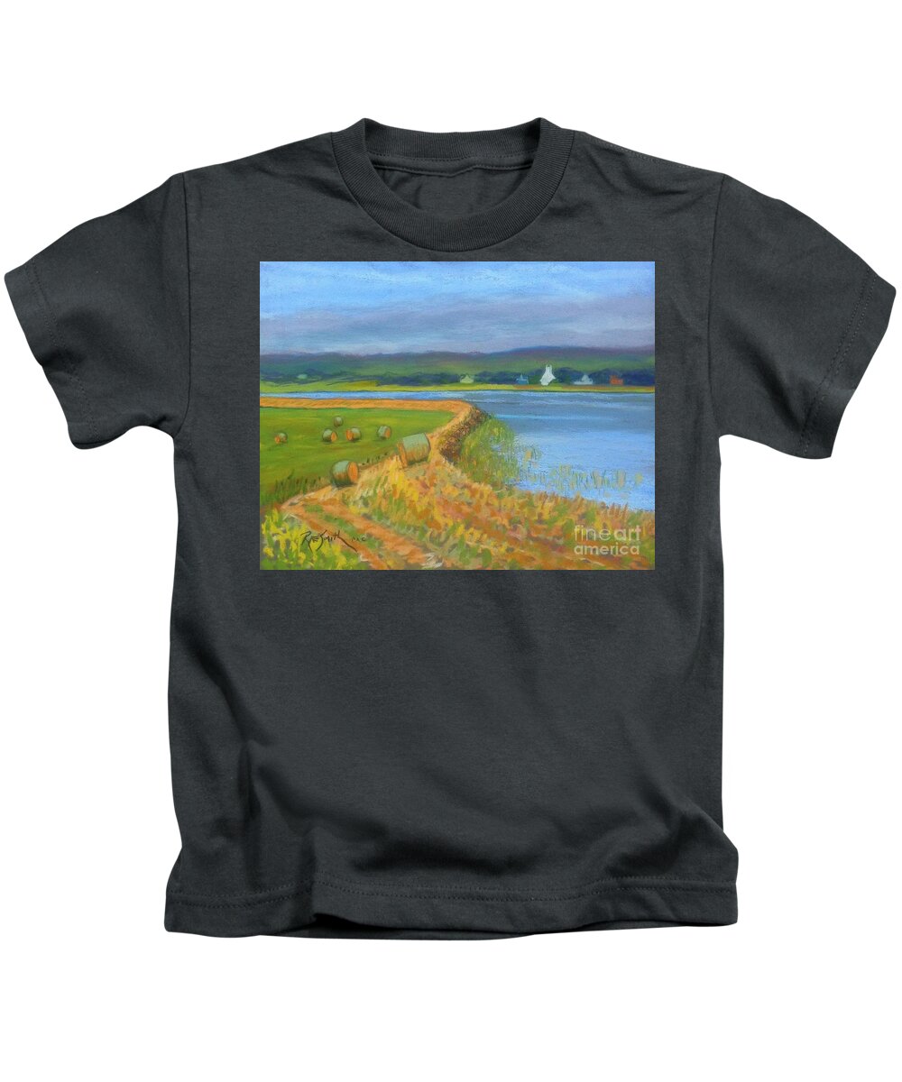 Pastels Kids T-Shirt featuring the pastel Hay along the Annapolis by Rae Smith PAC