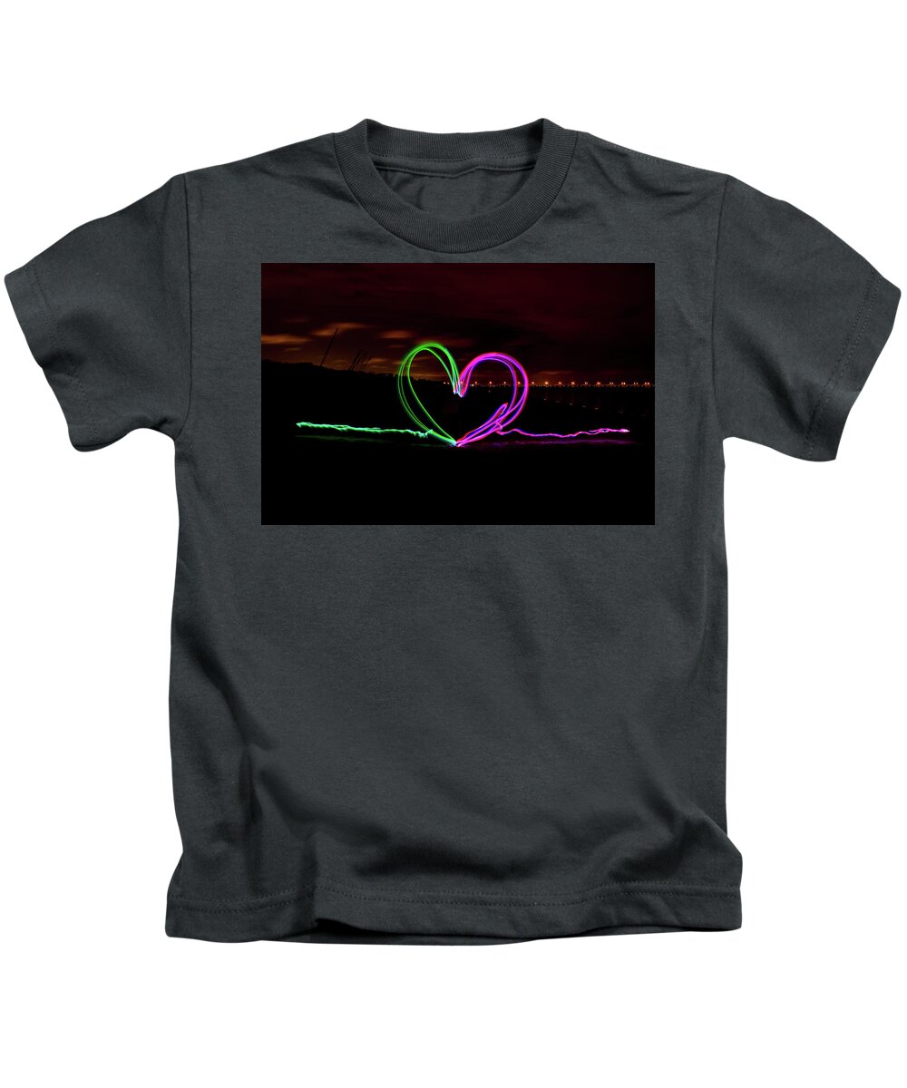 Night Kids T-Shirt featuring the photograph Hearts in the Night by Nicole Lloyd