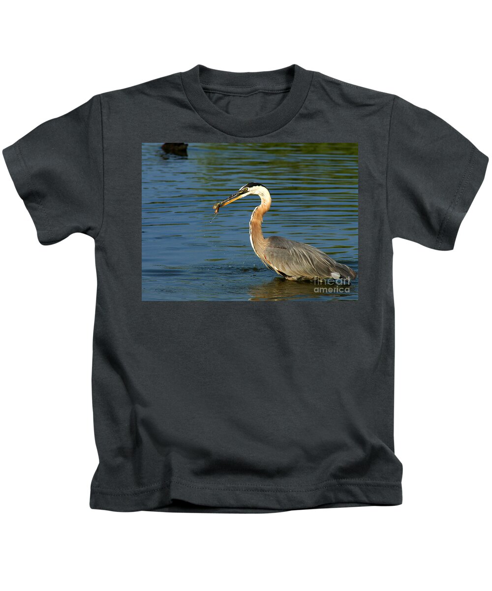 Clay Kids T-Shirt featuring the photograph Herons Catch by Clayton Bruster