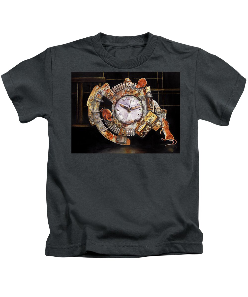 Clock Kids T-Shirt featuring the painting Hickory Dickory Dock by Peter Williams