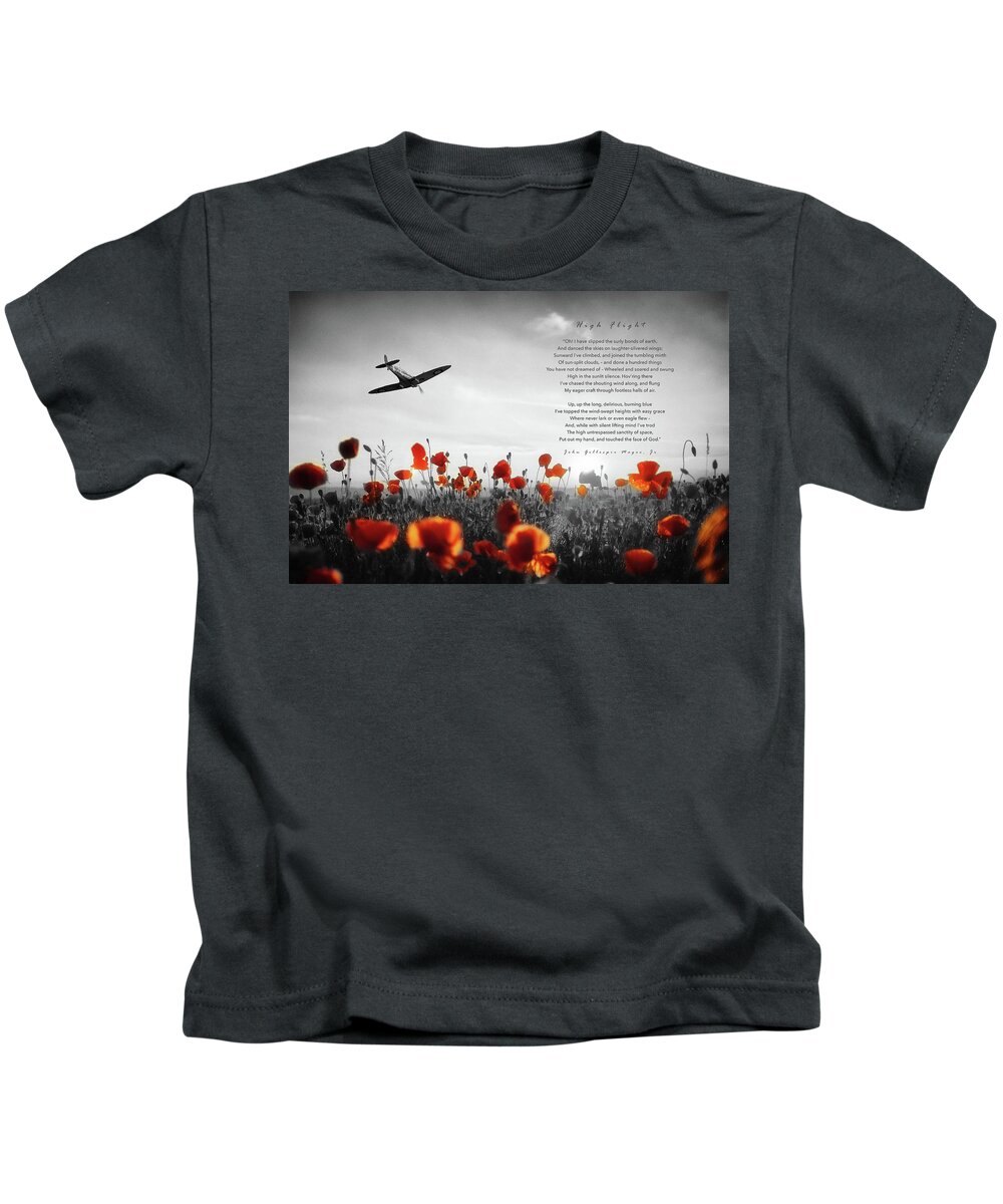 Spitfire Kids T-Shirt featuring the digital art High Flight by Airpower Art