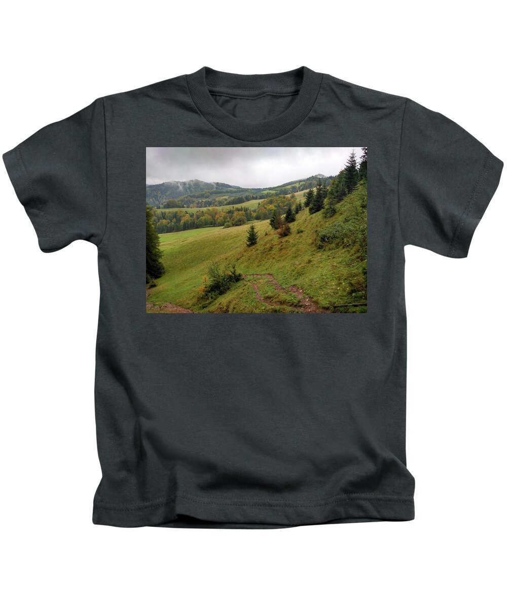 Pieniny Kids T-Shirt featuring the photograph Highlands landscape in Pieniny by Arletta Cwalina