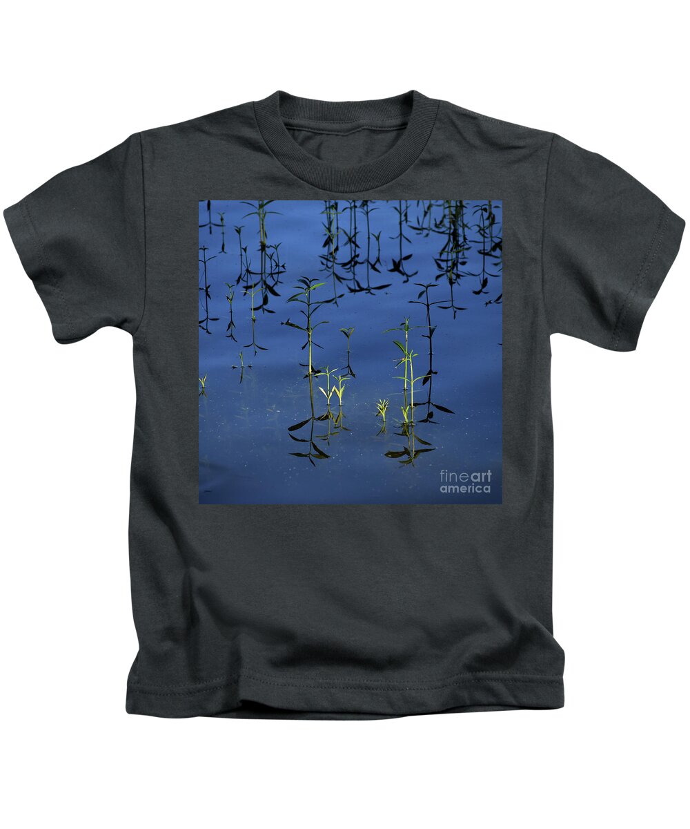 Plants Kids T-Shirt featuring the photograph Highlighting The Lake's Edge by Skip Willits