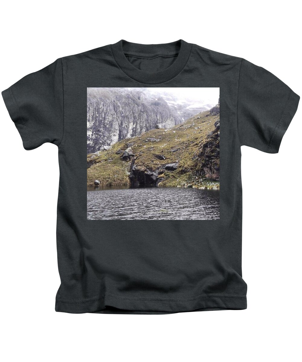 Mountains Kids T-Shirt featuring the photograph Hiking In The Cordillera Blanca, Peru by Charlotte Cooper