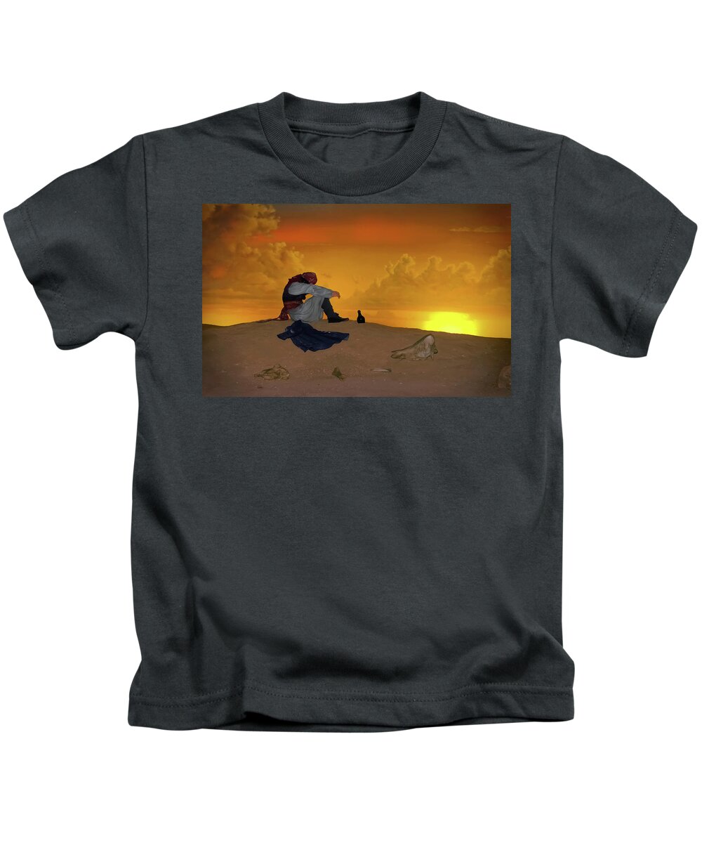 Pirate Kids T-Shirt featuring the digital art His Ship Has Sailed by DigiArt Diaries by Vicky B Fuller