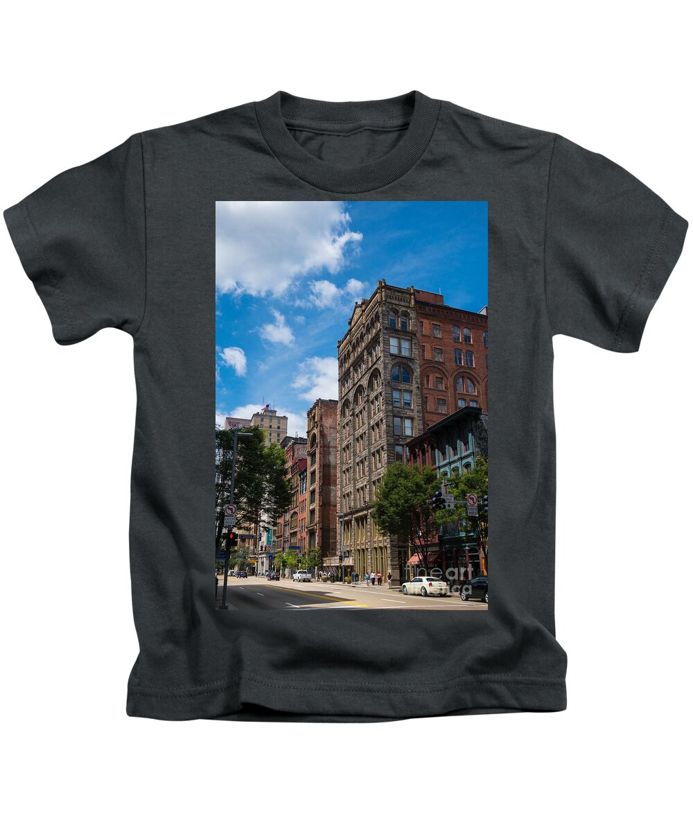 Historic Architecture Kids T-Shirt featuring the photograph Historic architecture downtown Pittsburgh Pennsylvania by Amy Cicconi