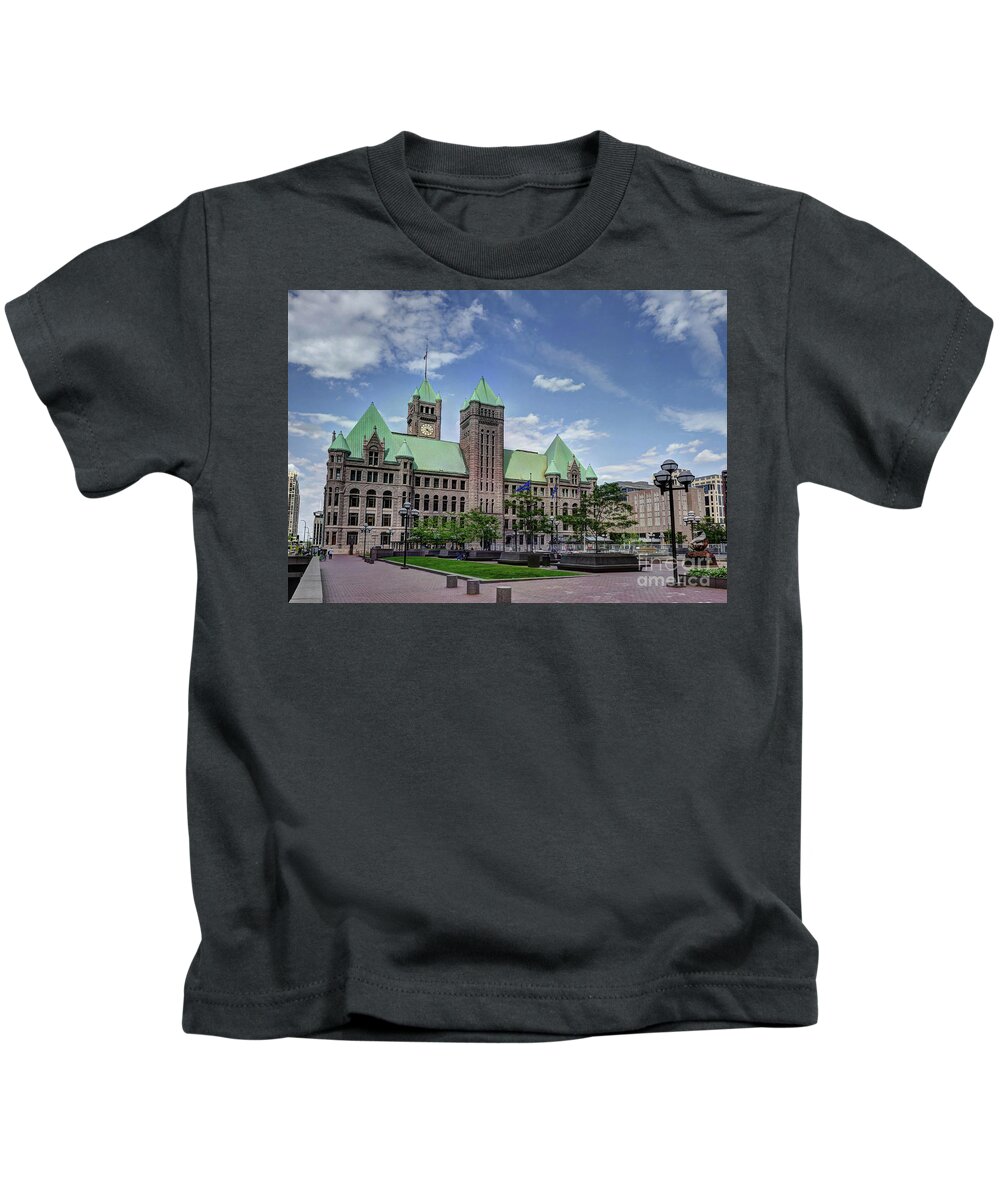Architecture Kids T-Shirt featuring the photograph Historic Minneapolis City Hall and Courthouse Spring Afternoon by Wayne Moran