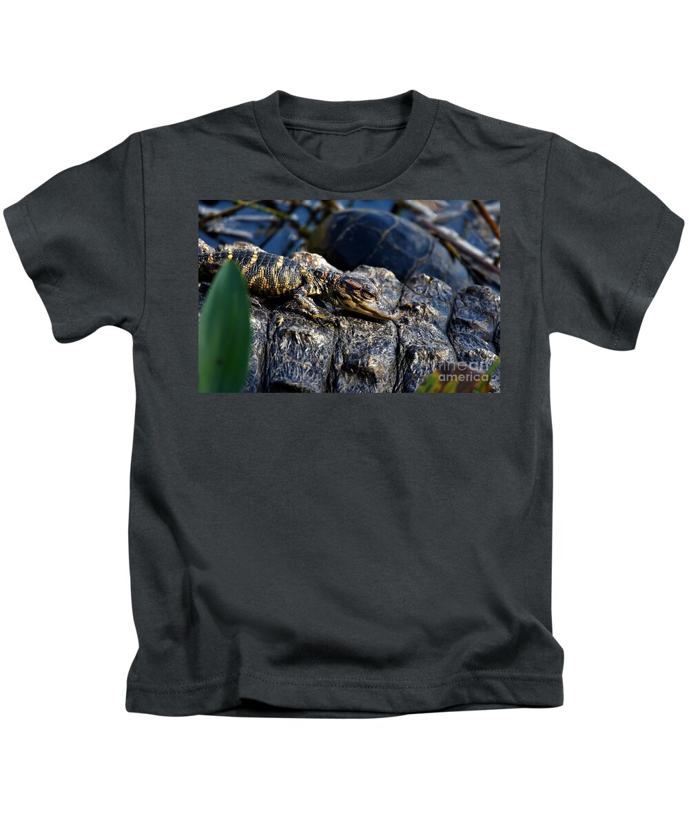 Hatchling Kids T-Shirt featuring the photograph Hitching A Ride by Julie Adair