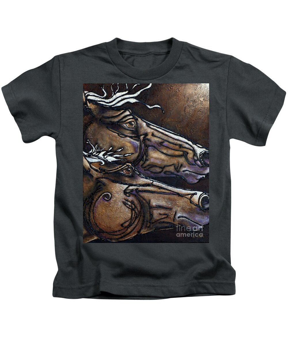 Horse Kids T-Shirt featuring the painting Hope by Jonelle T McCoy