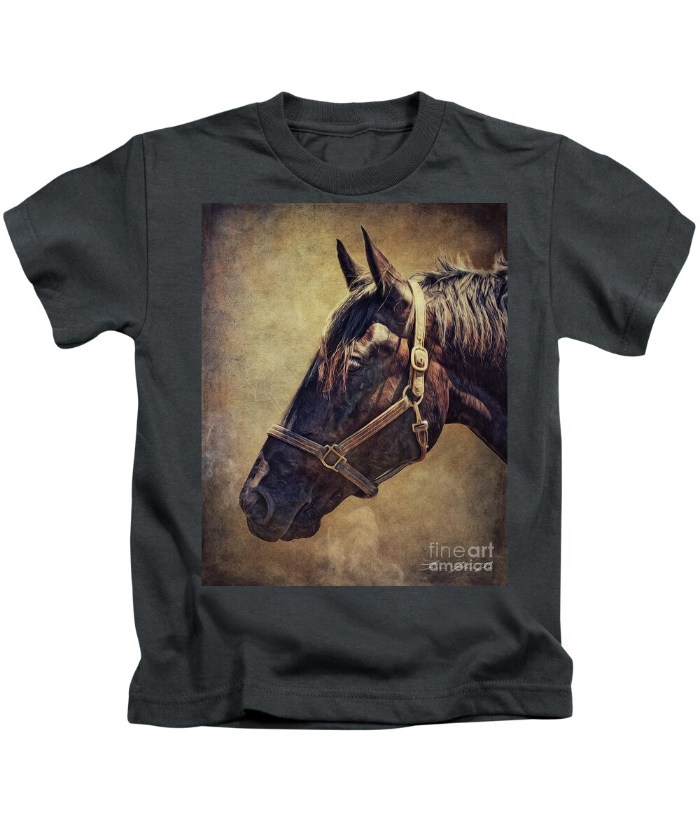 Horse Kids T-Shirt featuring the digital art Horse 1 by Tim Wemple