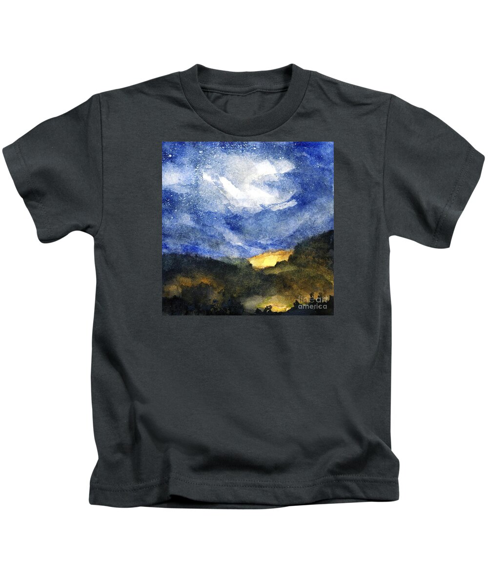 Mountains Kids T-Shirt featuring the painting Hot Spots in Our Mountains Tonight by Randy Sprout