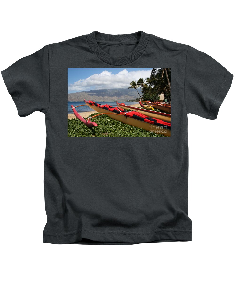 Aloha Kids T-Shirt featuring the photograph Hui Waa o Kihei by Sharon Mau