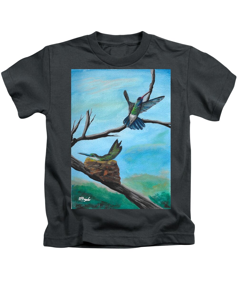 Humming Birds Kids T-Shirt featuring the painting Humming Birds by David Bigelow