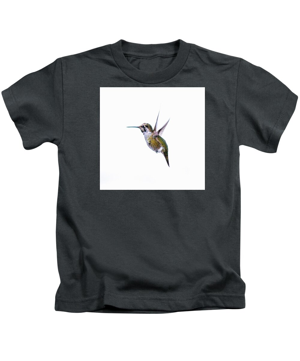 Nature Photography Kids T-Shirt featuring the photograph Hummingbird in Flight by E Faithe Lester