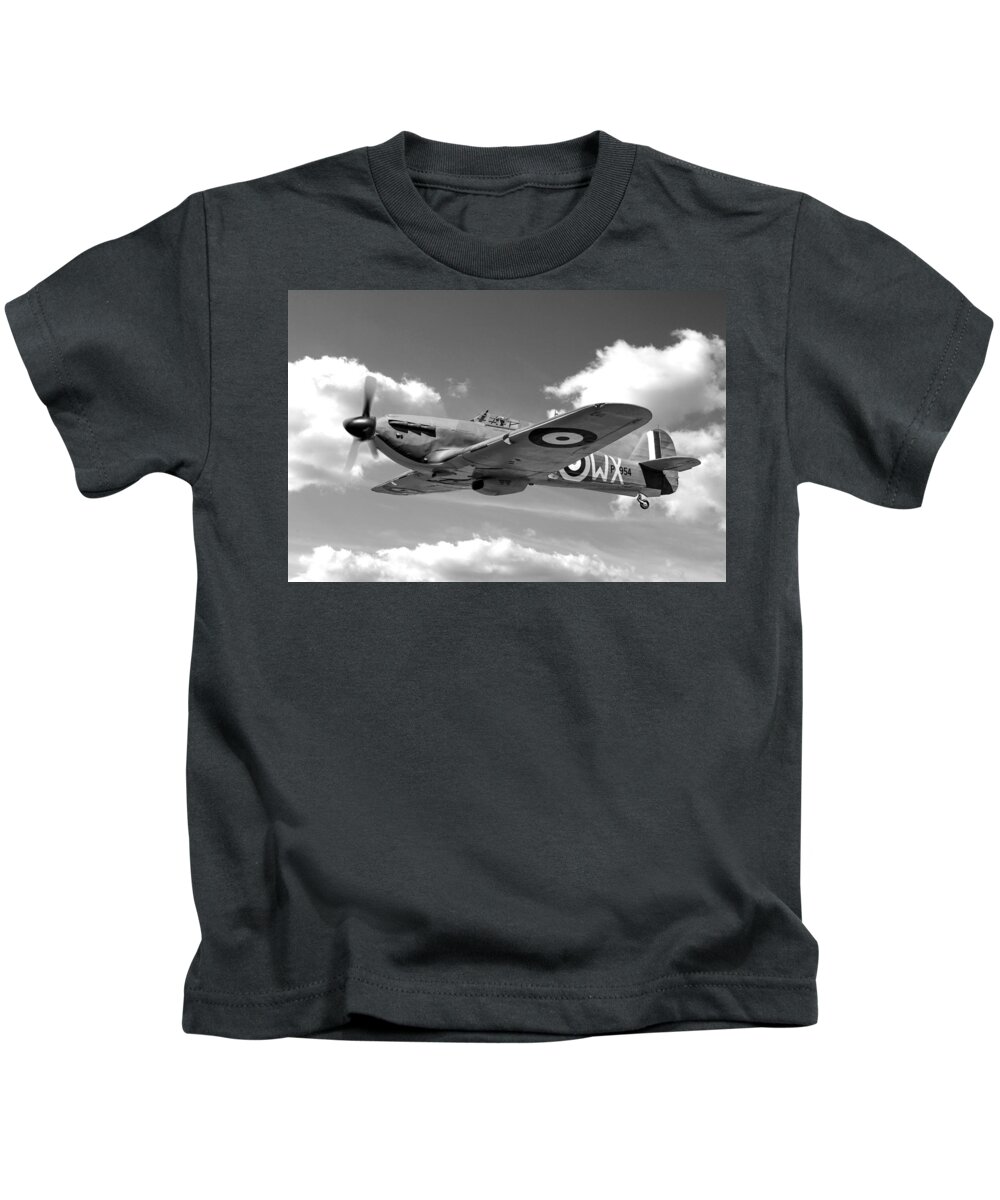 Aircraft Kids T-Shirt featuring the photograph Hurricane in Clouds over Kent by Chris Smith