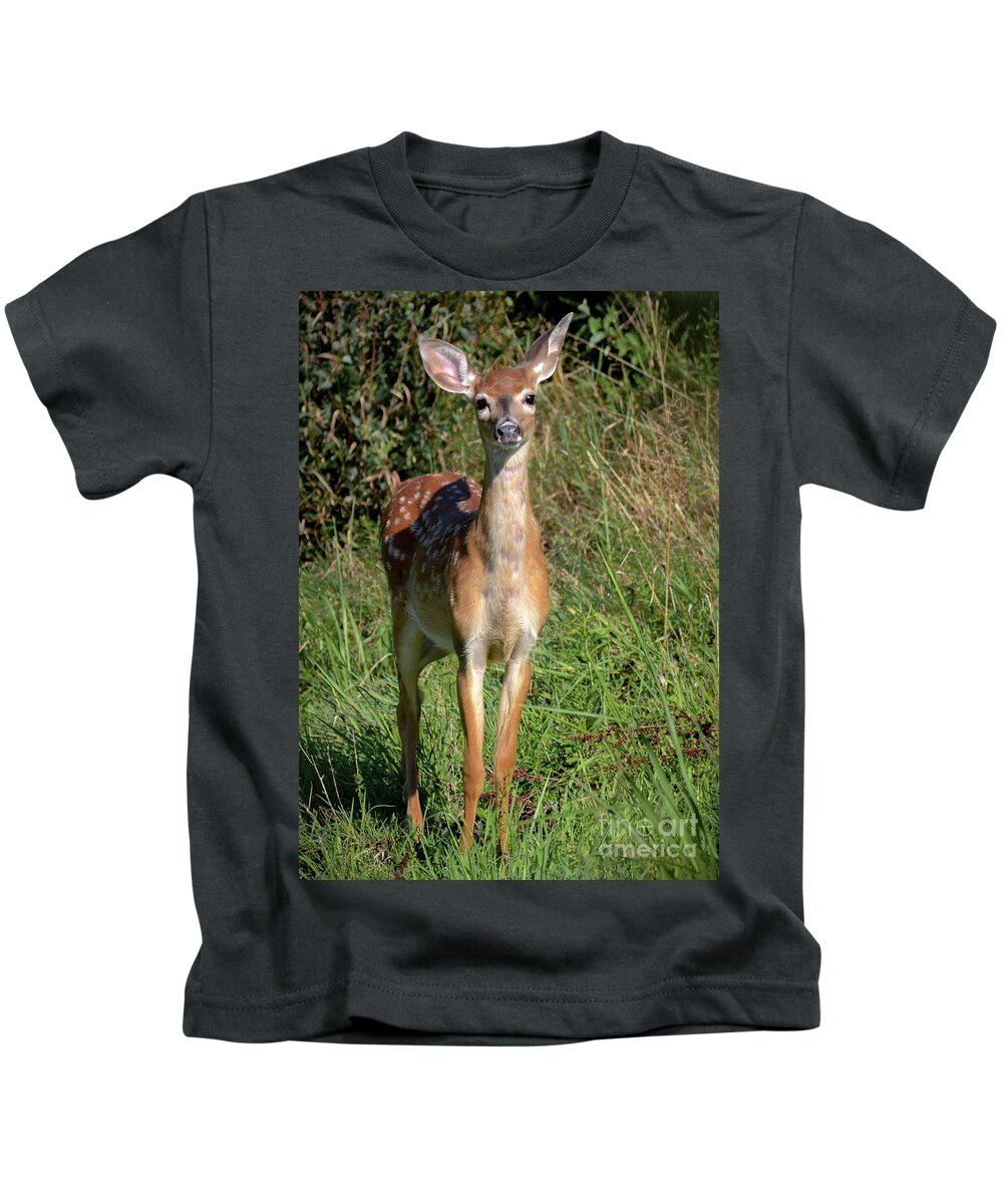 Deer Kids T-Shirt featuring the photograph I See You by Amy Porter
