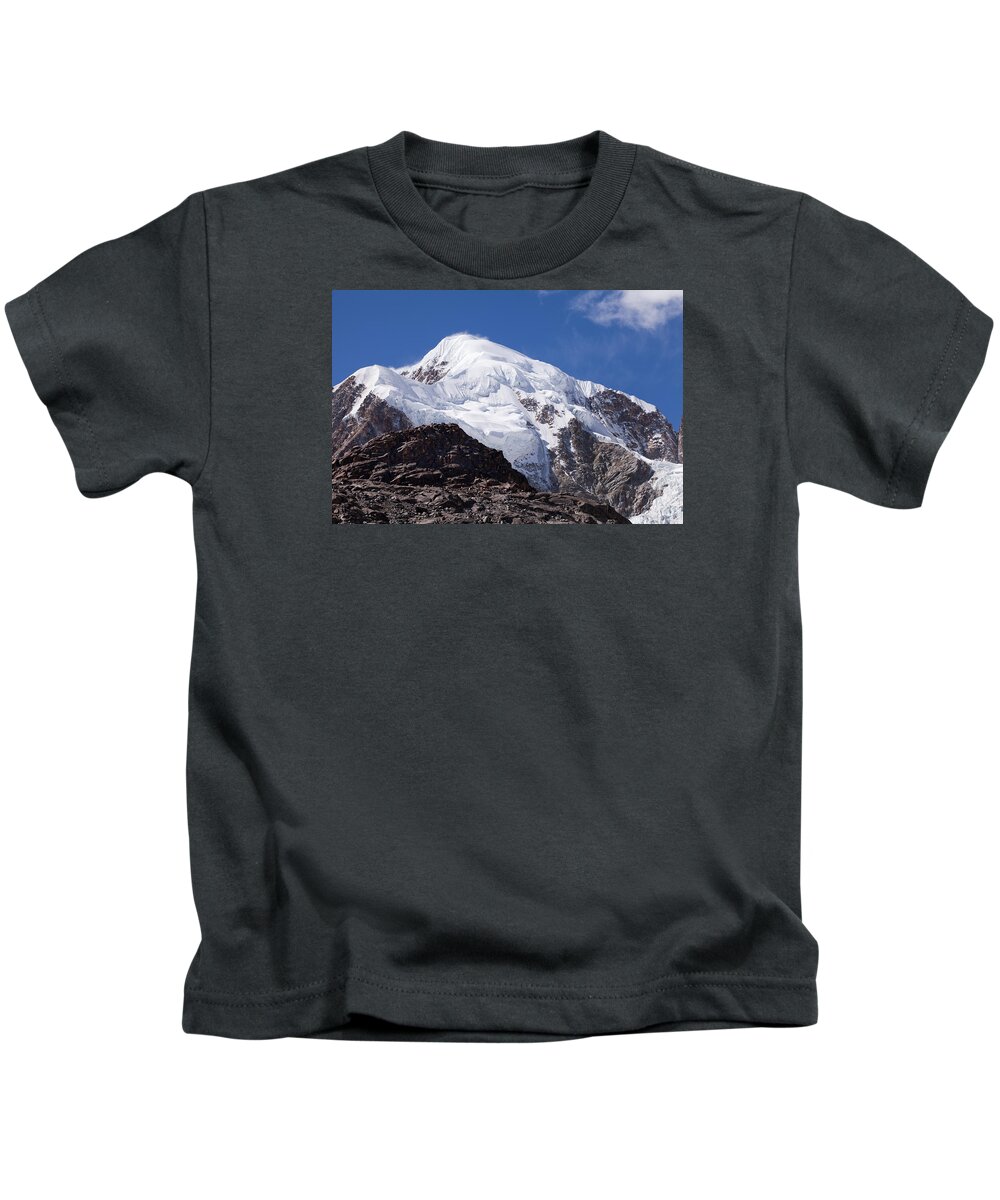 Illampu Kids T-Shirt featuring the photograph Illampu Mountain by Aivar Mikko