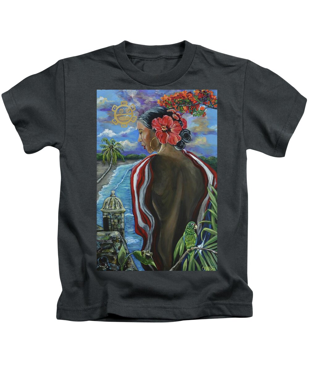Puerto Rico Kids T-Shirt featuring the painting Imagines Boricuas by Melissa Torres