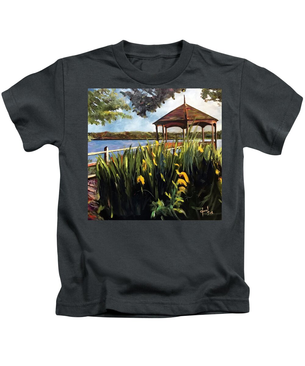  Kids T-Shirt featuring the painting In Front of the Gate on Silver Lake by Josef Kelly