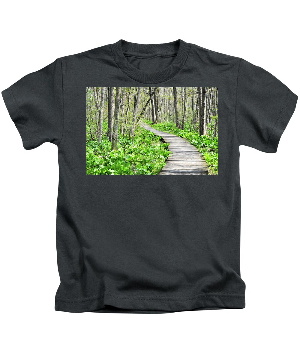 Indiana Dunes National Lakeshore Kids T-Shirt featuring the photograph Indiana Dunes Great Green Marsh Boardwalk by Kyle Hanson