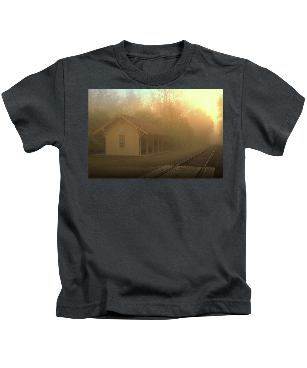 Train Tracks Kids T-Shirt featuring the photograph Indigo Station by Rob Blair