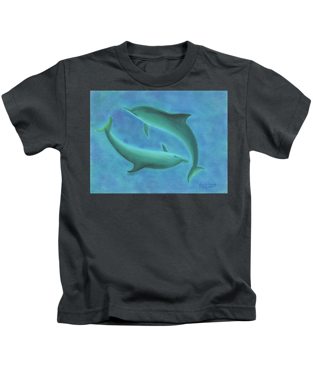 Dolphins Kids T-Shirt featuring the pastel Infinity by Anne Katzeff