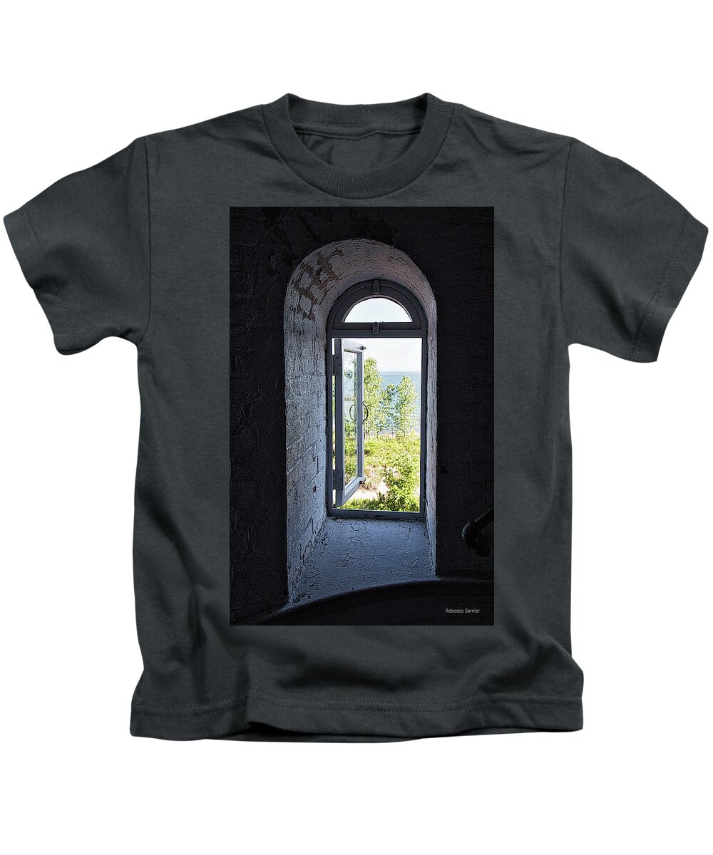 Lighthouse Kids T-Shirt featuring the photograph Inside the Lighthouse by Rebecca Samler