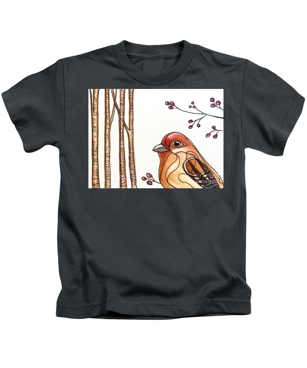 Bird Kids T-Shirt featuring the painting Into the Woods by Elizabeth Robinette Tyndall