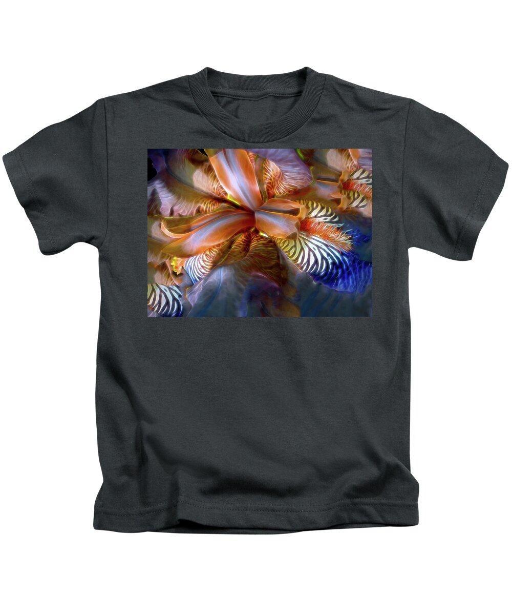 Flower Kids T-Shirt featuring the mixed media Iris Dream by Lynda Lehmann
