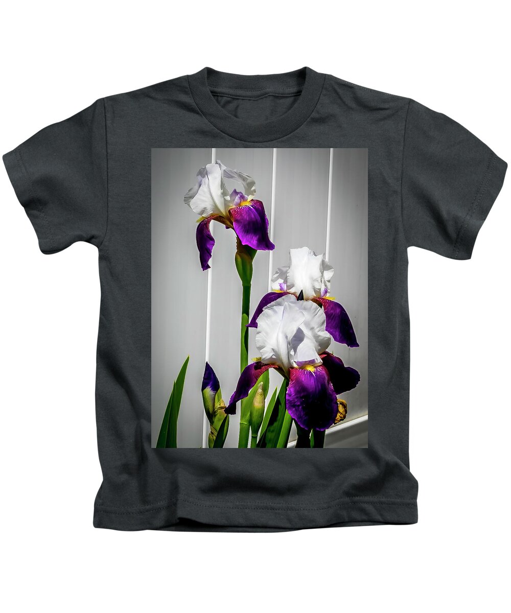 Plant Kids T-Shirt featuring the digital art Iris Germanica by Ed Stines