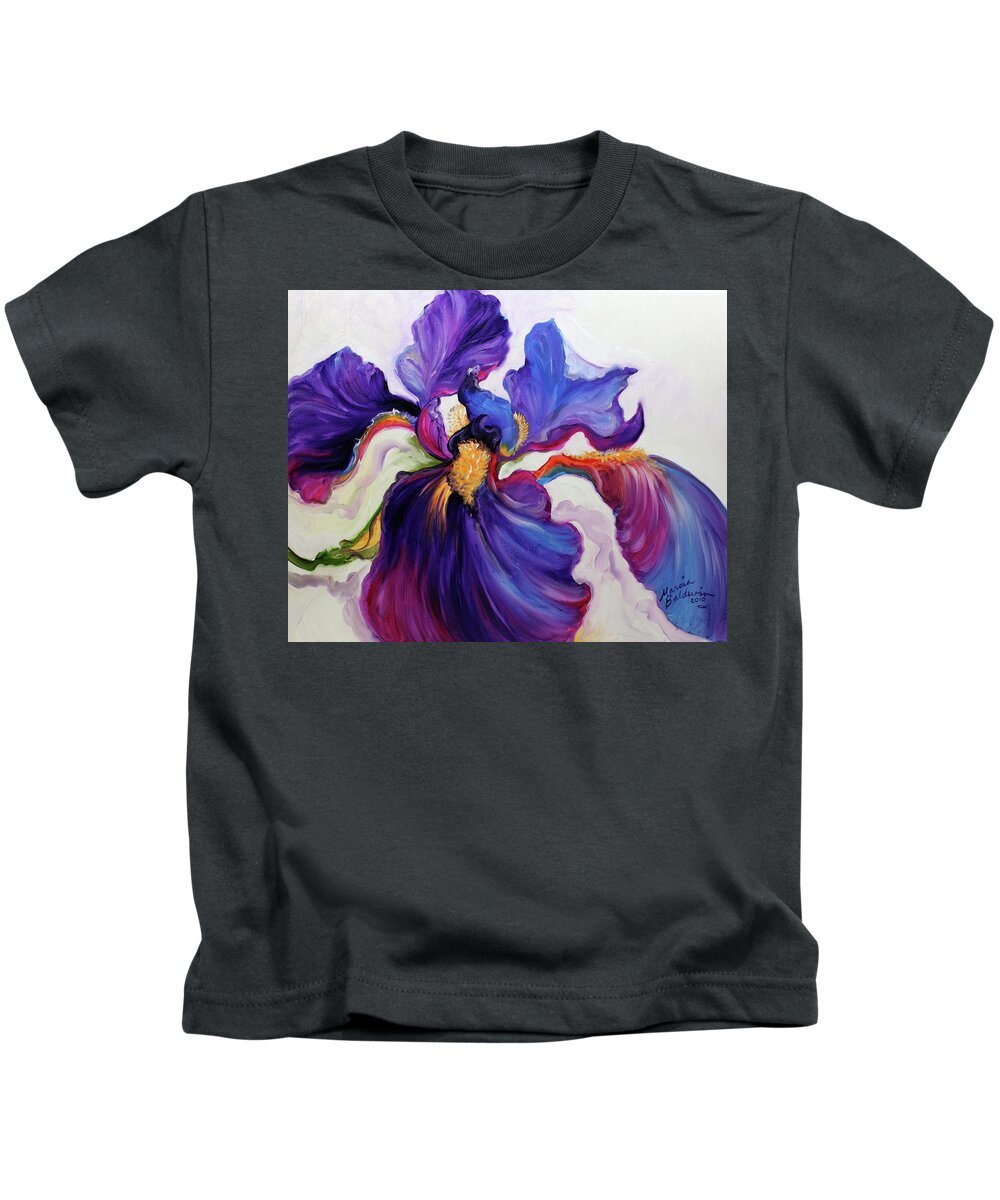 Iris Kids T-Shirt featuring the painting Iris Serenity by Marcia Baldwin
