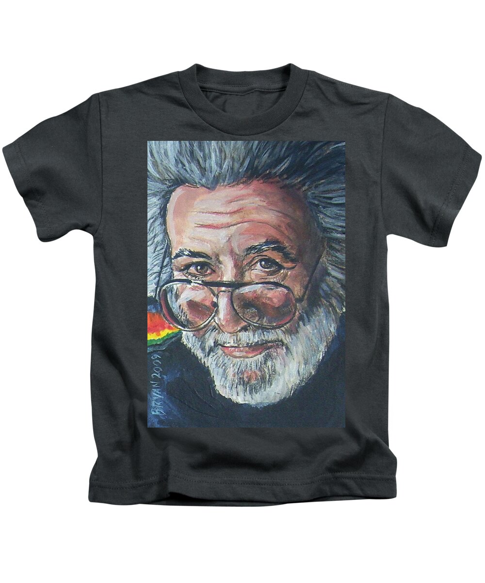 Jerry Garcia Kids T-Shirt featuring the painting Jerry Garcia by Bryan Bustard