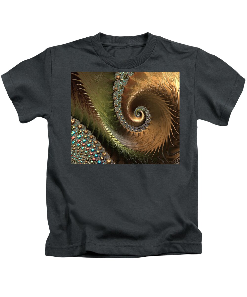 Jewel And Spiral Abstract Kids T-Shirt featuring the digital art Jewel and Spiral Abstract by Marianna Mills