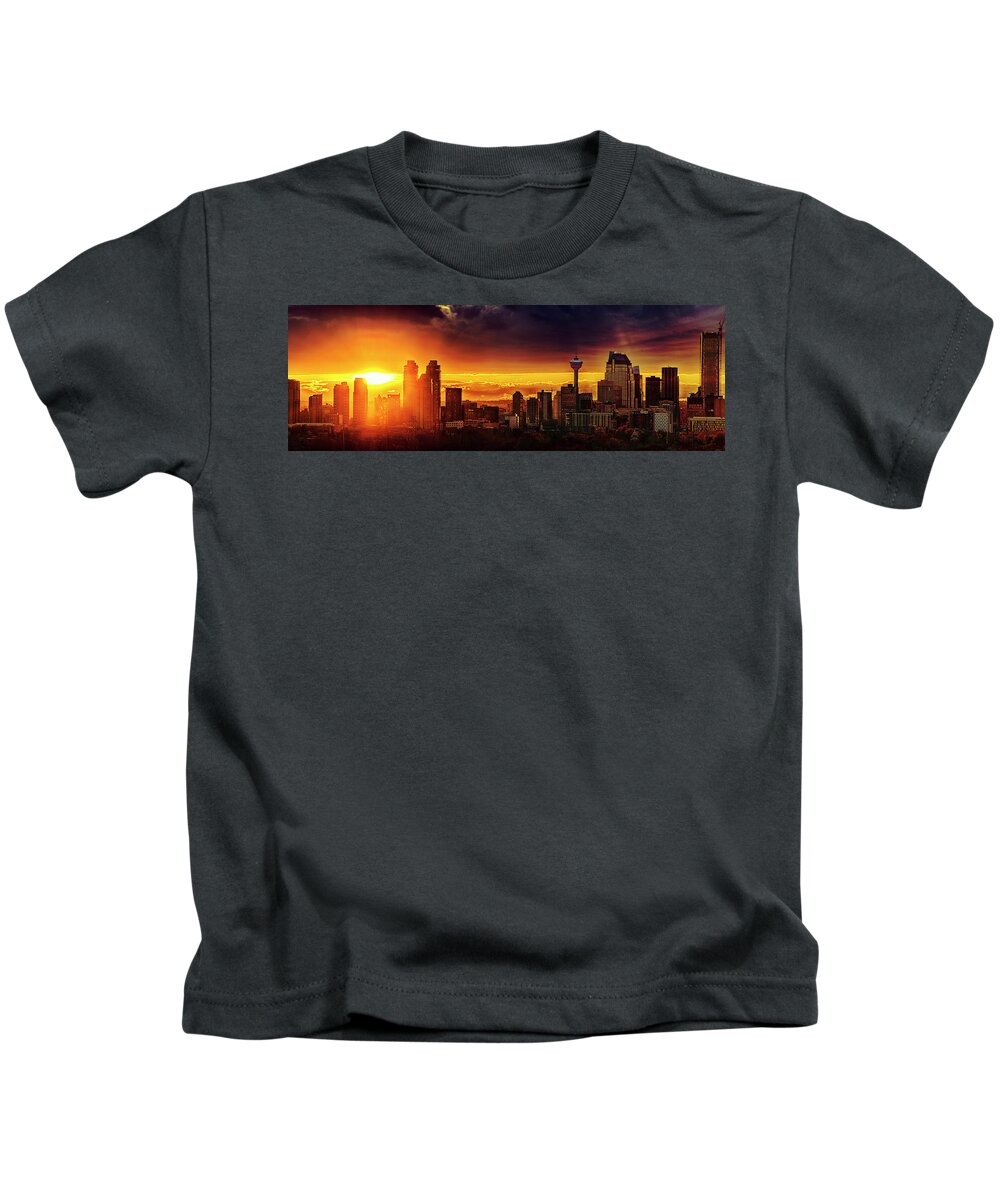 Calgary Kids T-Shirt featuring the photograph Jewel of the foothills by John Poon