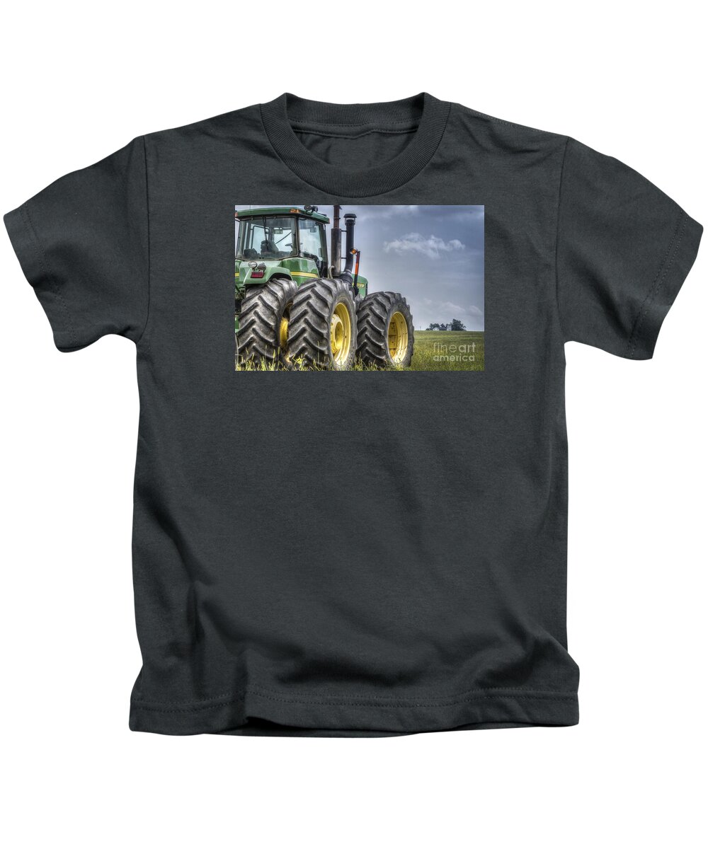 Tractor Kids T-Shirt featuring the photograph John Deere Green by Joann Long