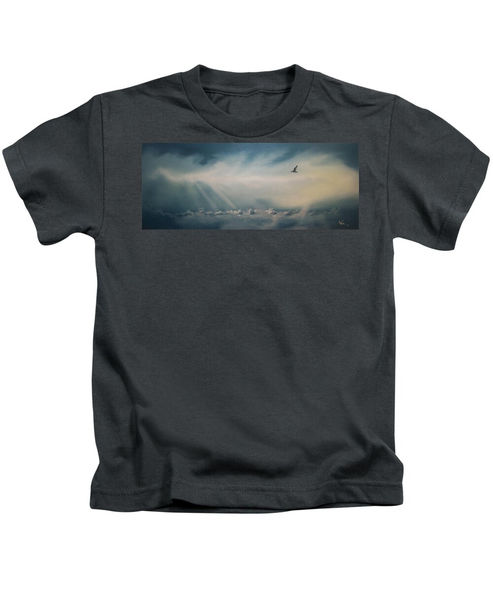 Fly Kids T-Shirt featuring the painting Johnathan's Dream by Jerome White