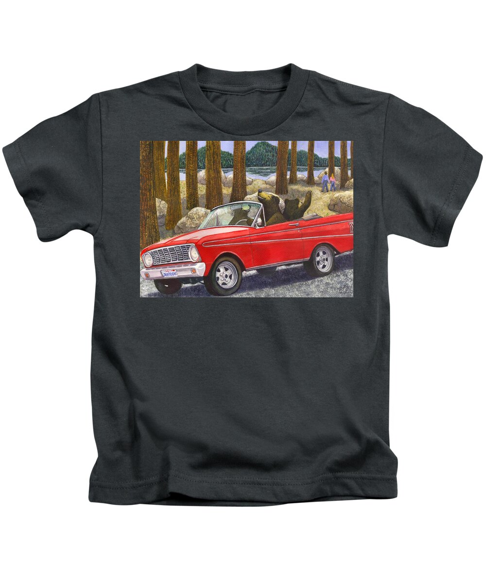 Bears Kids T-Shirt featuring the painting Joy Ride by Catherine G McElroy