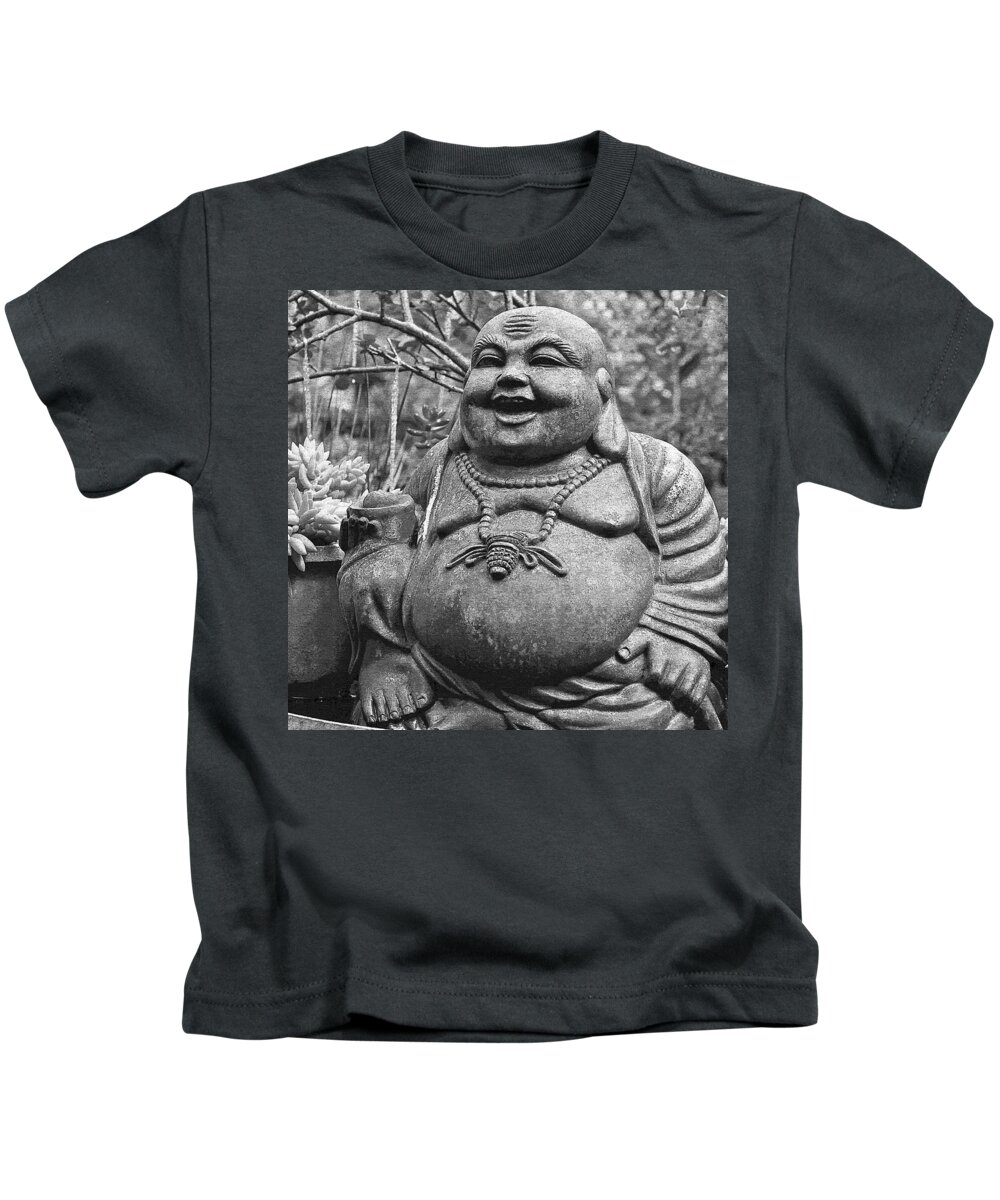 Happy Kids T-Shirt featuring the photograph Joyful Lord Buddha by Karon Melillo DeVega