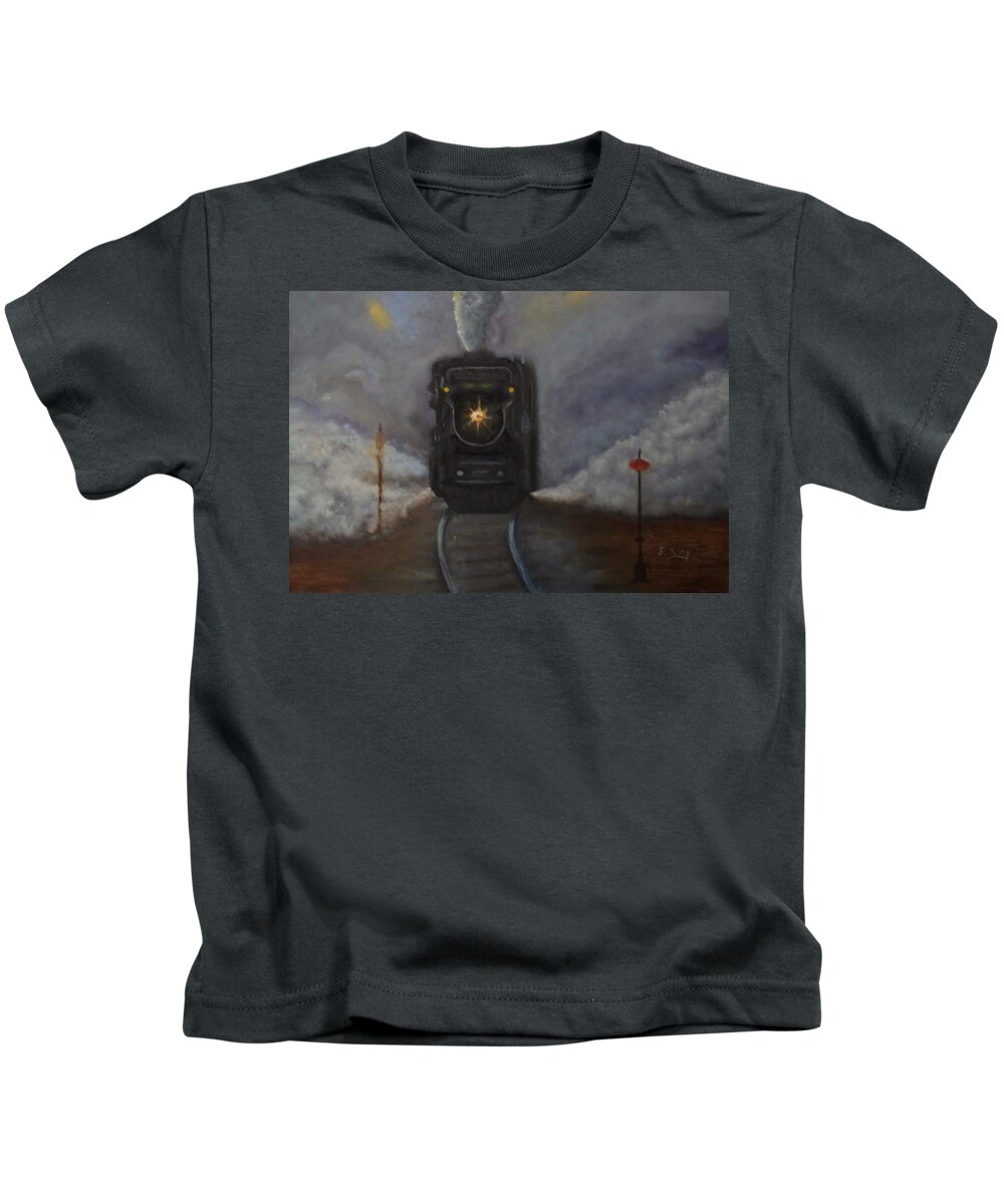 Locomotive Kids T-Shirt featuring the painting Junction by Stephen King