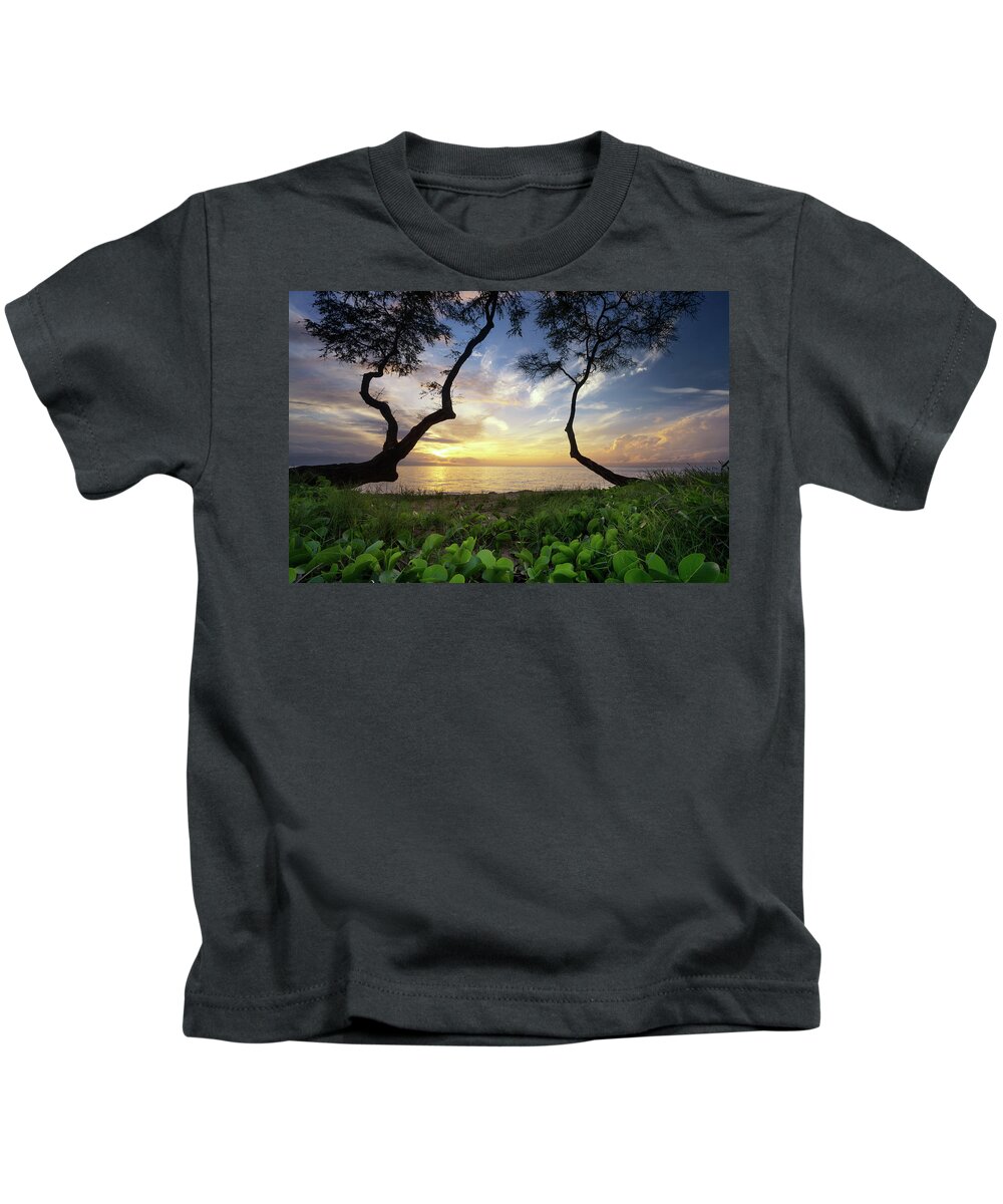 Ka'anapali Kids T-Shirt featuring the photograph Ka'anapali Sunset by Christopher Johnson