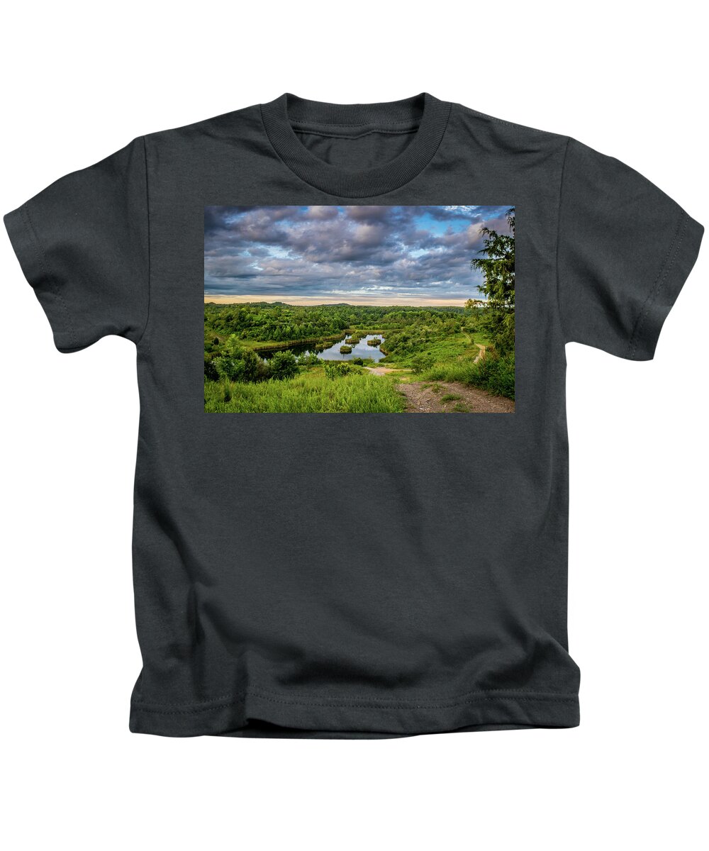 Eastern Kentucky Kids T-Shirt featuring the photograph Kentucky Hills and Lake by Lester Plank