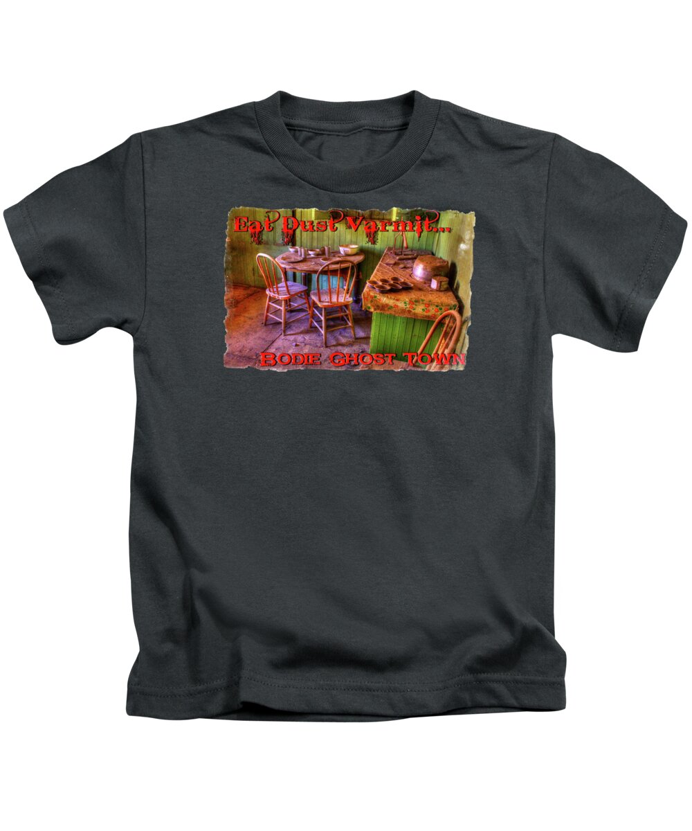 Bodie Kids T-Shirt featuring the photograph Kitchen Table Bodie California by Roger Passman