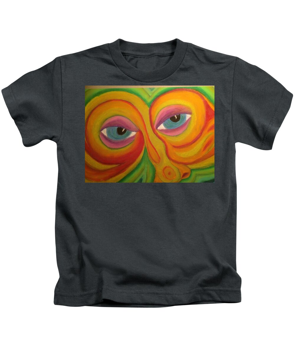 Face Kids T-Shirt featuring the pastel Knowing by Steve Sommers