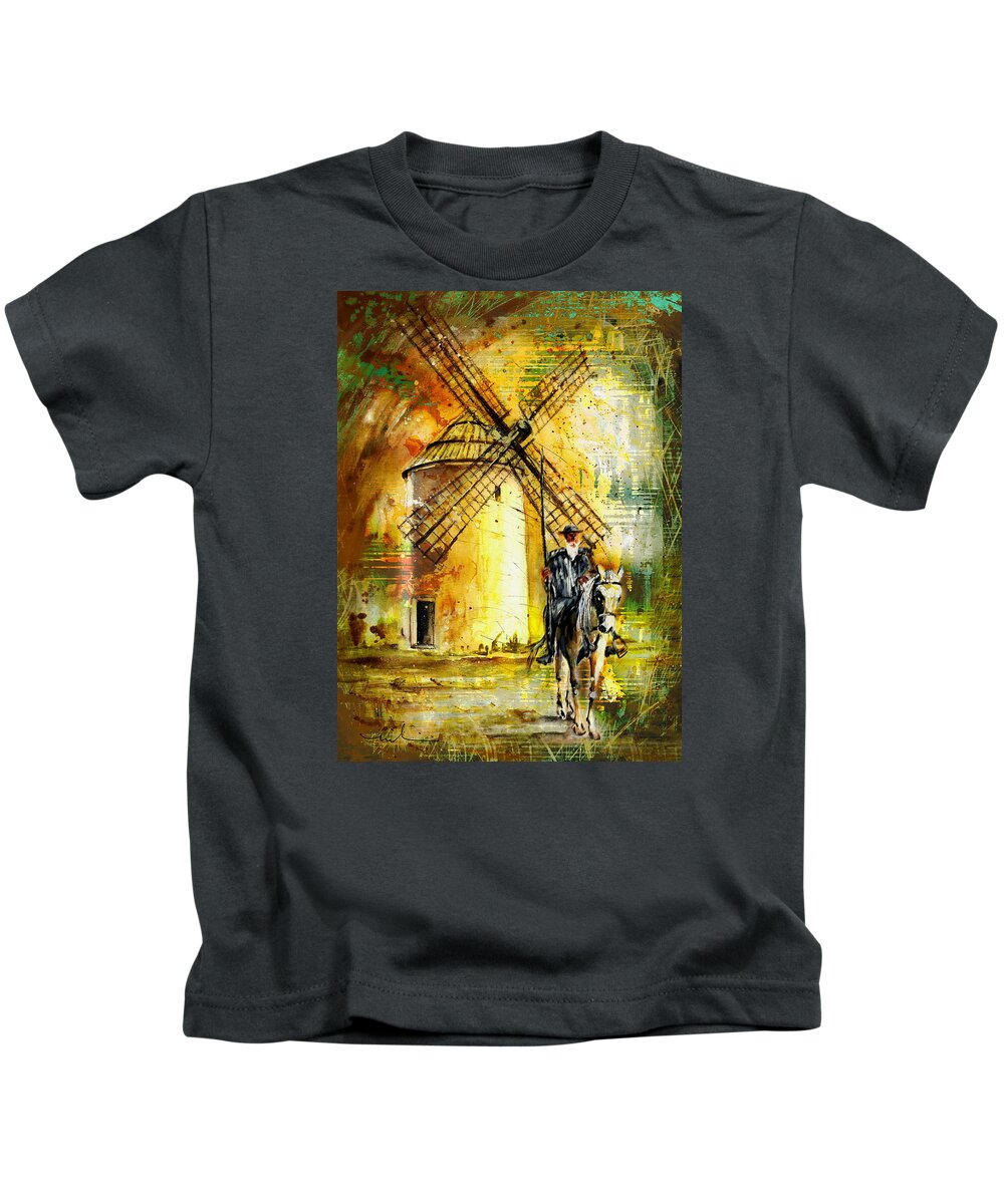Travel Kids T-Shirt featuring the painting La Mancha Authentic Madness by Miki De Goodaboom