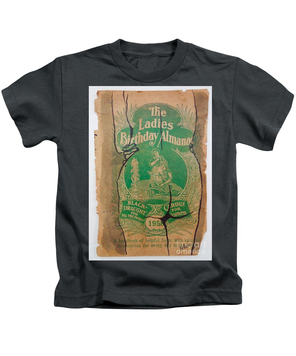 Sumi Ink Kids T-Shirt featuring the drawing Ladies Almanac by M Bellavia