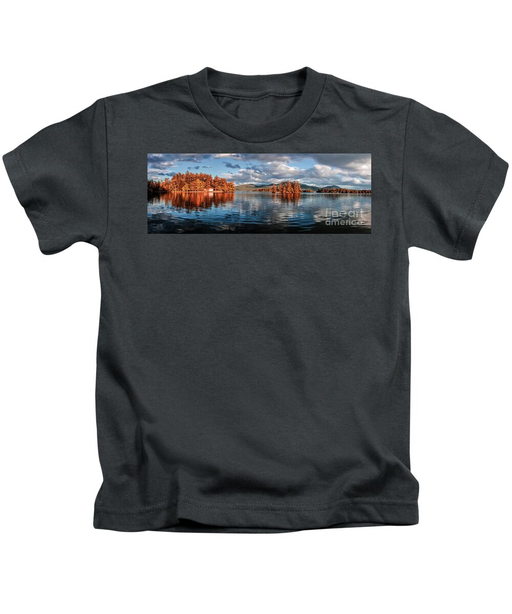 Autumn Kids T-Shirt featuring the photograph Lake George Panorama by Thomas Marchessault